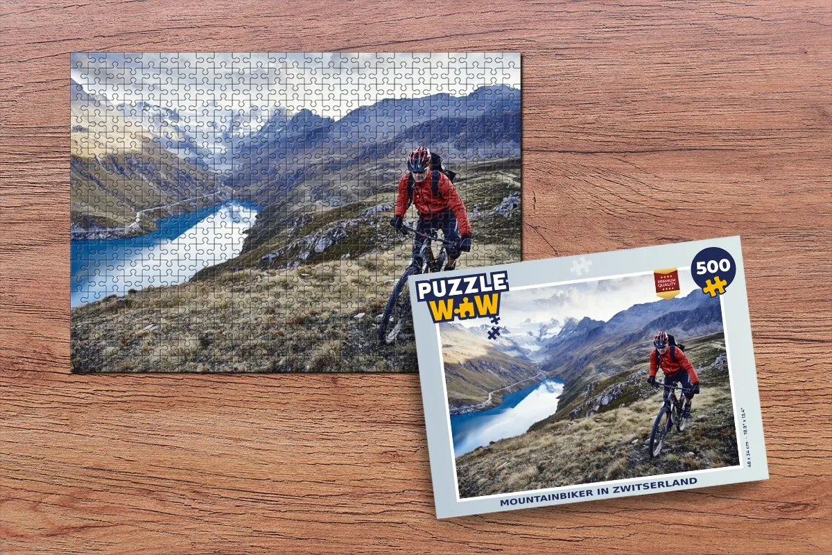 PuzzleWow Mountainbiker in Zwitserland Legpuzzel 500 Stuks - Multicolor