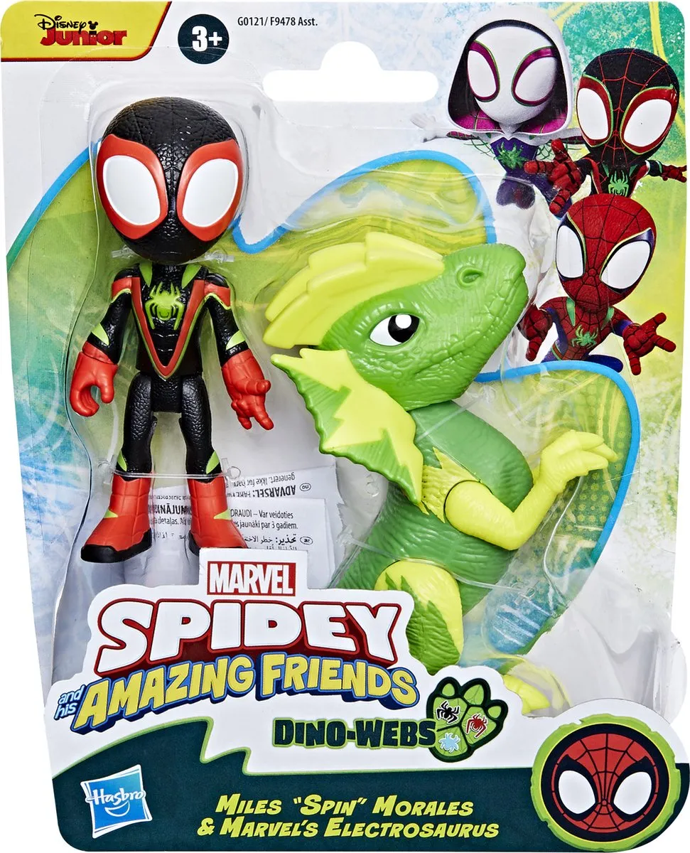Spider-Man Spidey and His Amazing Friends Dino-Webs Miles Morales - Actiefiguur 10cm - Multicolor
