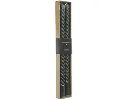 Countryfield gedraaide kaars, 2 stuks, donkergroen, 30 cm