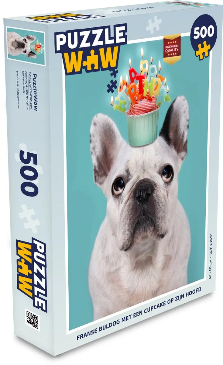 PuzzleWow Franse Bulldog Cupcake Legpuzzel 500 Stuks