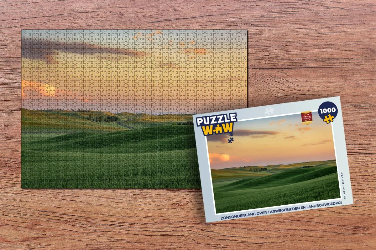 PuzzleWow Legpuzzel 1000 Stuks - Zonsondergang & Tarwevelden Multicolor