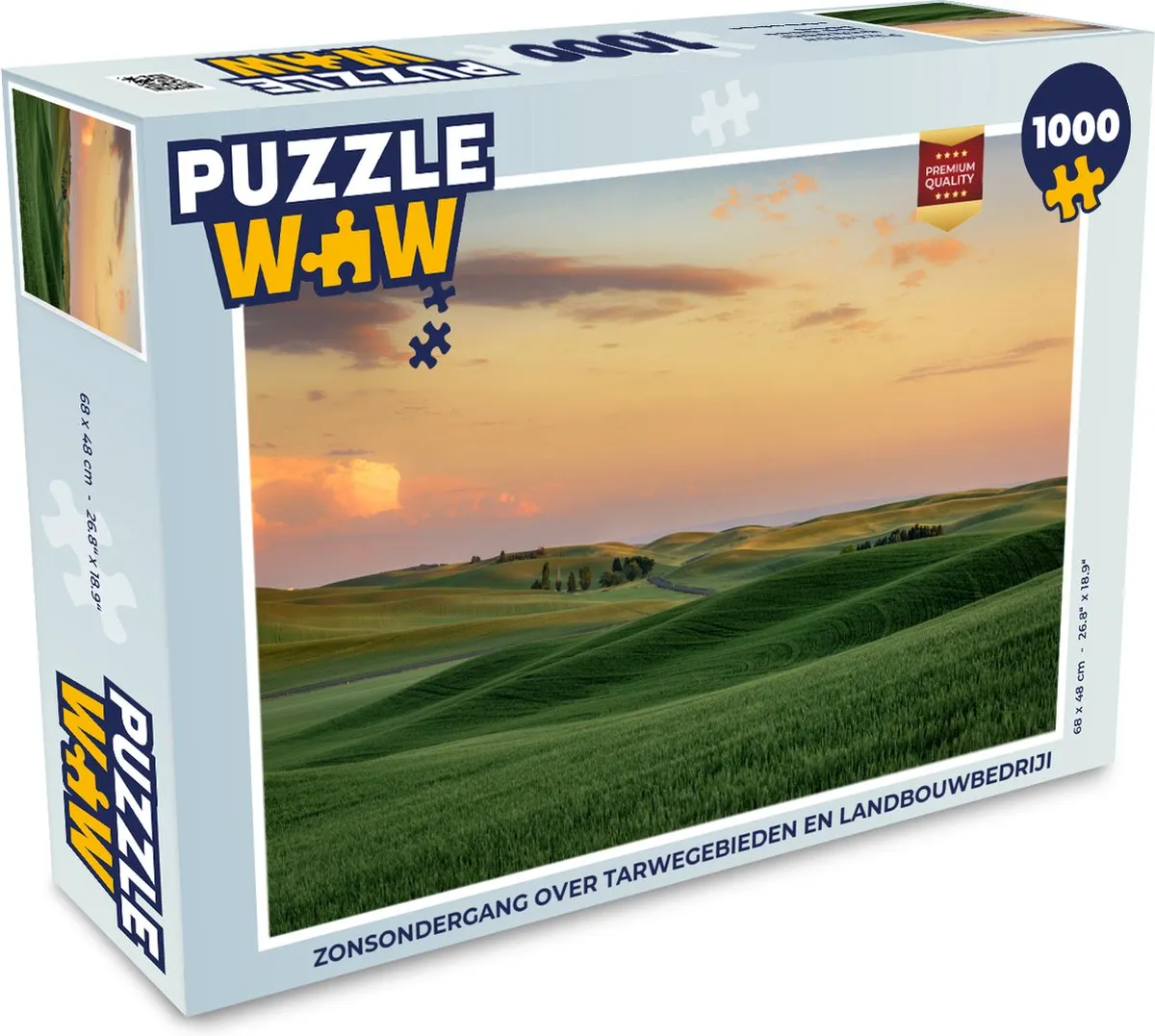 PuzzleWow Legpuzzel 1000 Stuks - Zonsondergang & Tarwevelden Multicolor
