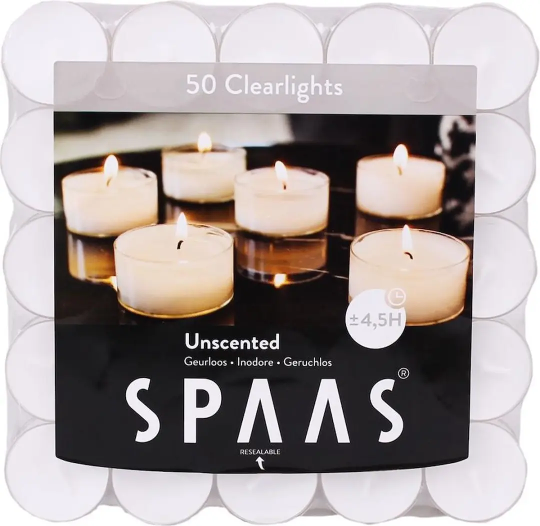 SPAAS Clearlights, theelichten in transparante cup, waxinelichtjes