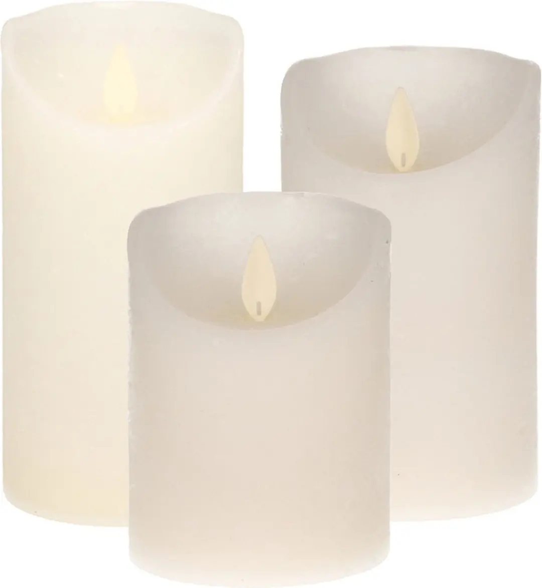 Set van 3x stuks Sneeuw Witte Led kaarsen met bewegende vlam