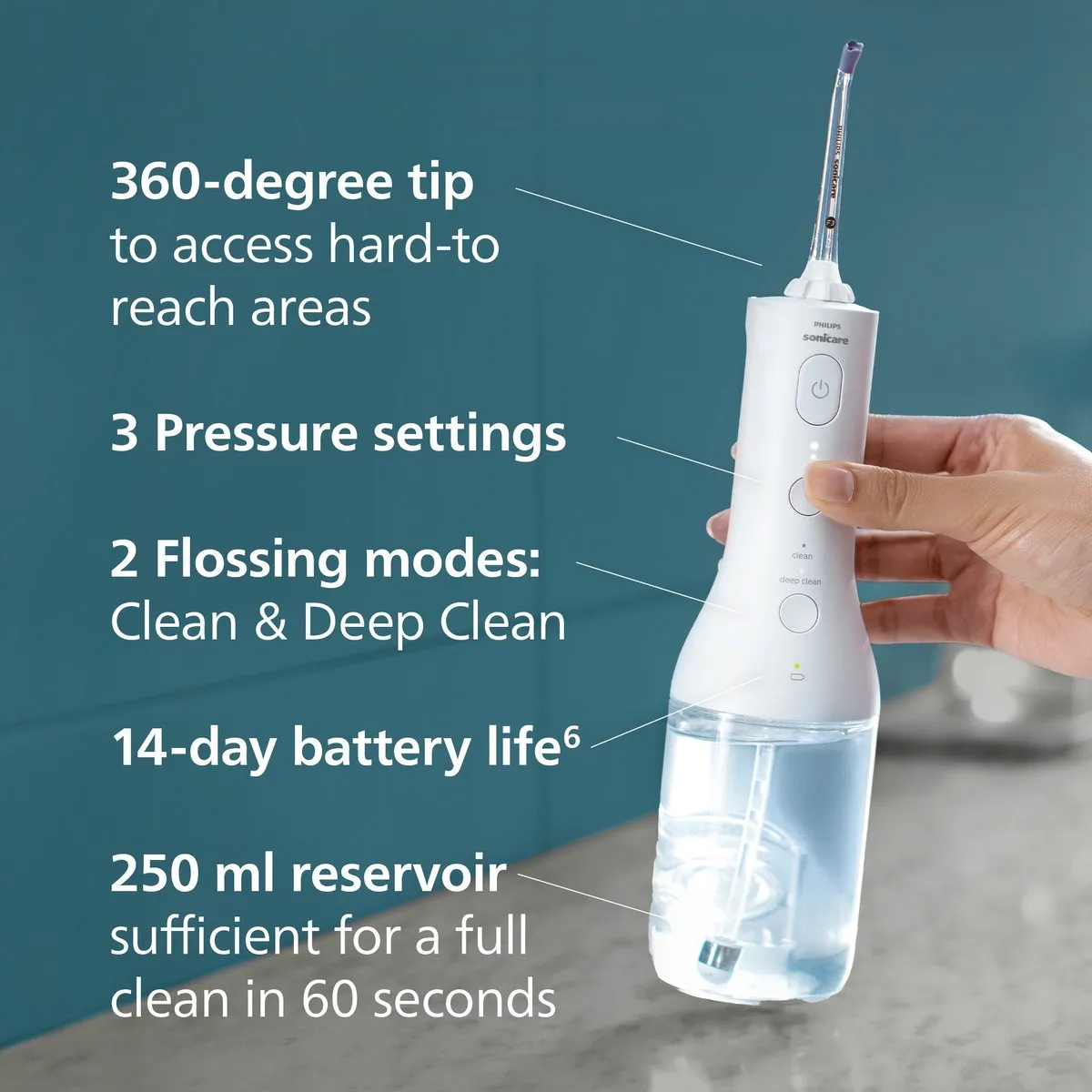 Philips Sonicare Powerflosser Series 3000 HX3826/31 - Wit - afbeelding 6 van 6