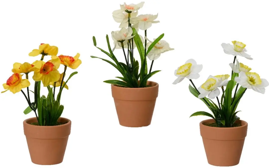 Kunstplant narcis in pot Ø7.5xH18cm