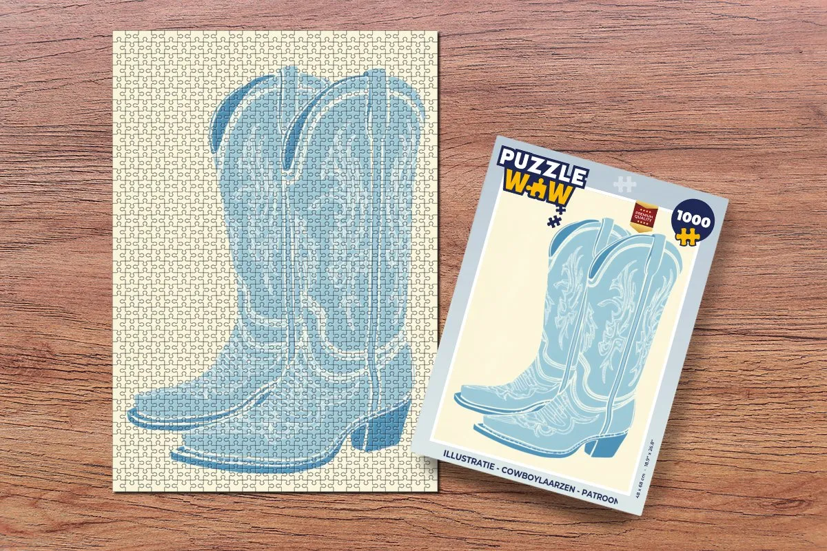 PuzzleWow Cowboylaarzen Legpuzzel 1000 Stuks - Patroon