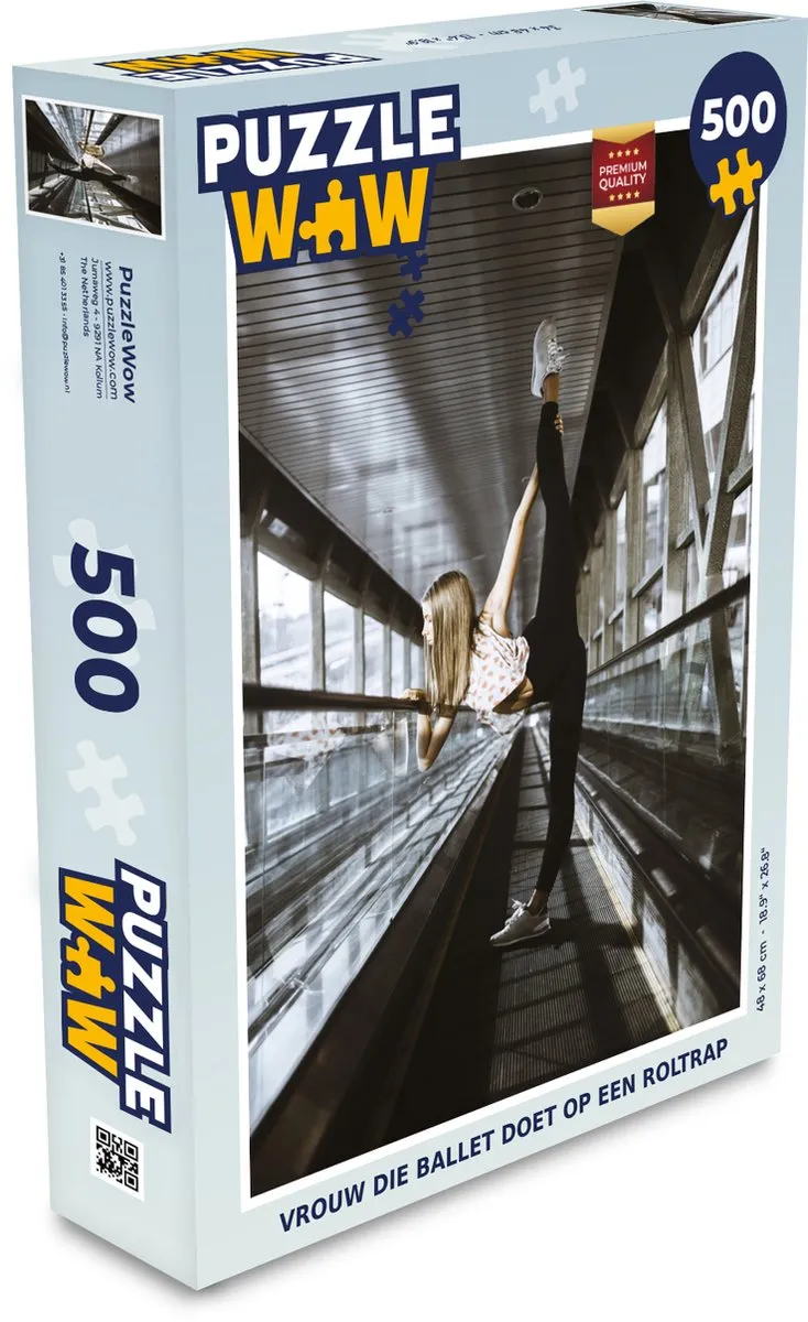 PuzzleWow Vrouw die ballet doet op roltrap