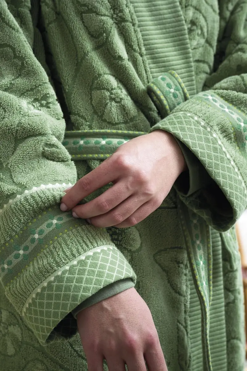 Pip Studio Jasmin Jacquard Badjas Groen S - afbeelding 3 van 4