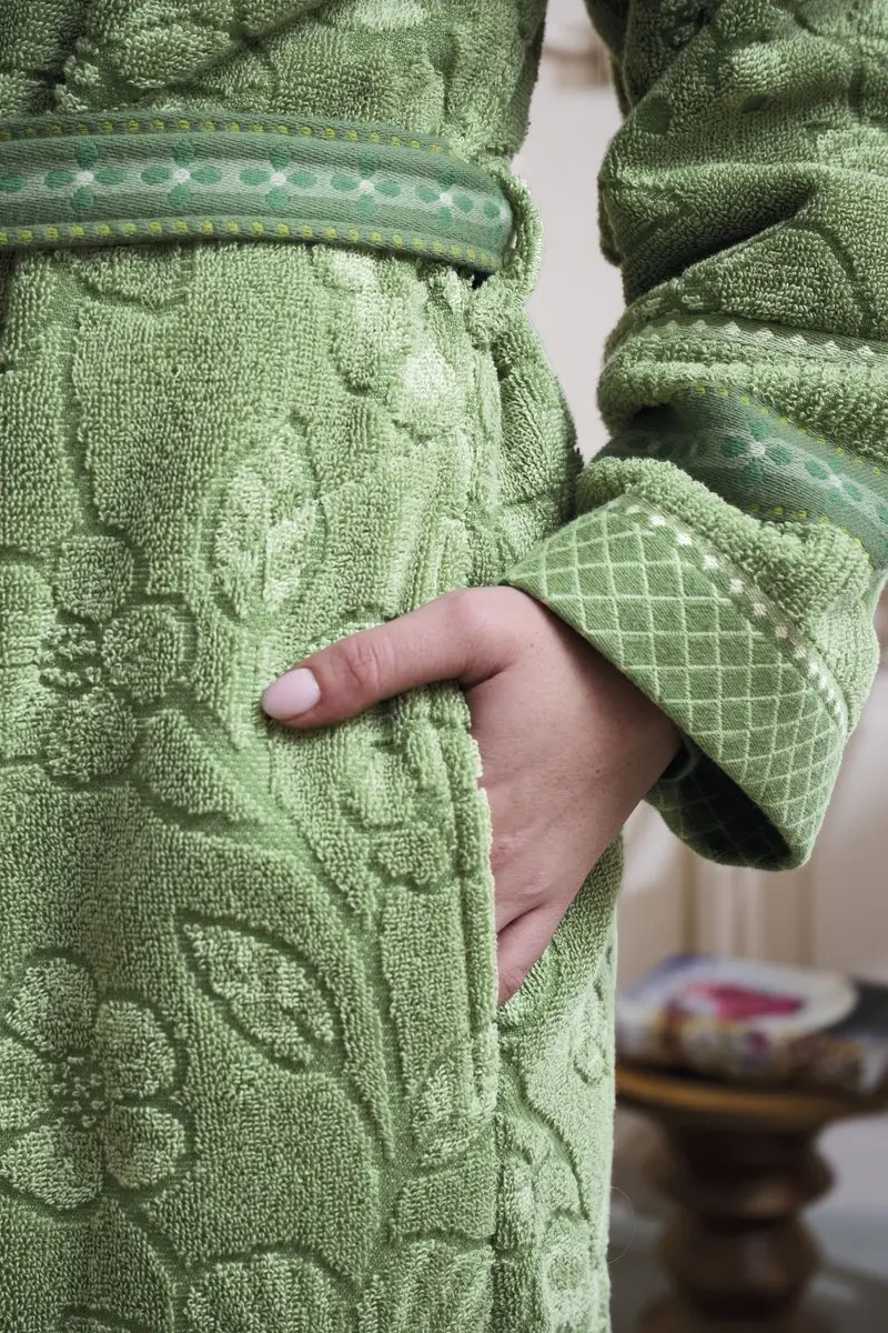 Pip Studio Jasmin Jacquard Badjas Groen S - afbeelding 2 van 4