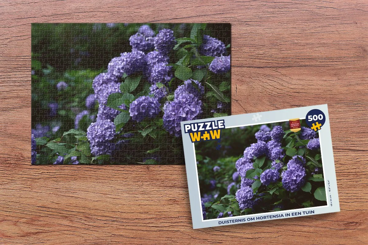PuzzleWow Legpuzzel Duisternis om hortensia 500 Stuks - Multicolor