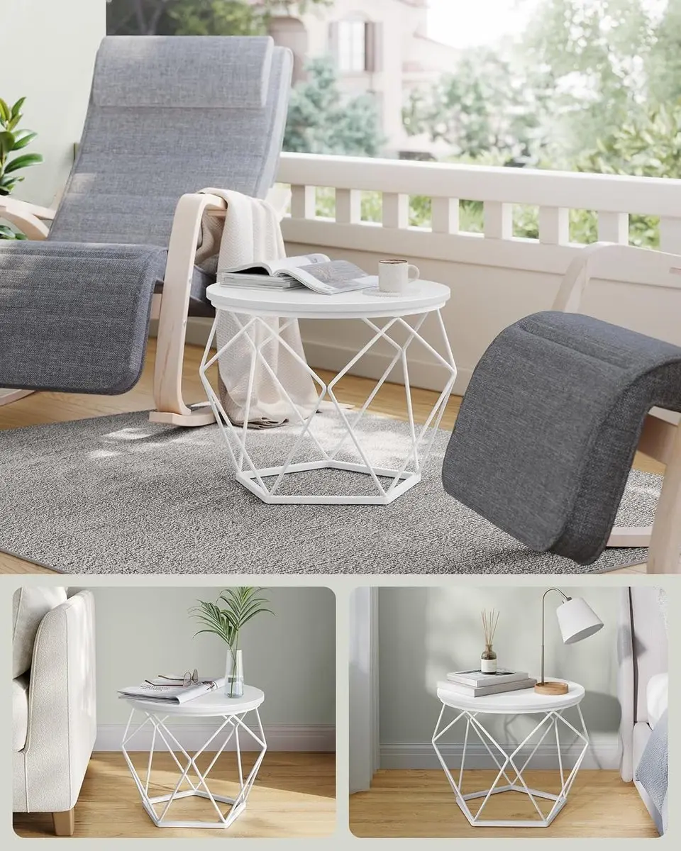 Songmics Ronde Salontafel Set 2 Stuks - Ø50cm & Ø40cm Wit - afbeelding 6 van 6