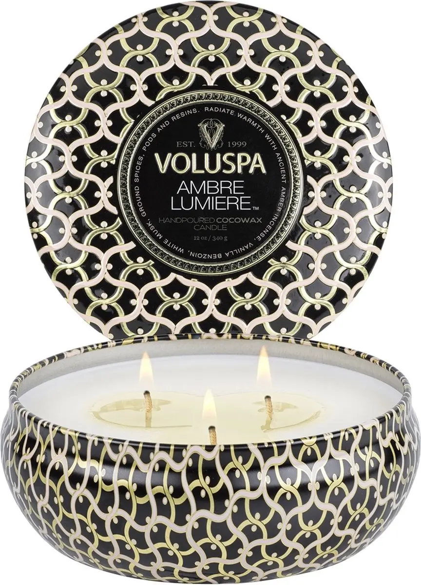 Voluspa Maison Noir Ambre Lumiere Geurkaars 340g - afbeelding 2 van 2