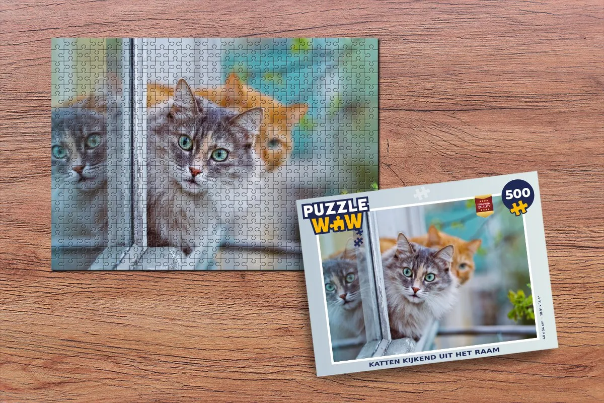 PuzzleWow Kattenpuzzel Raam 500 Stuks - Multicolor