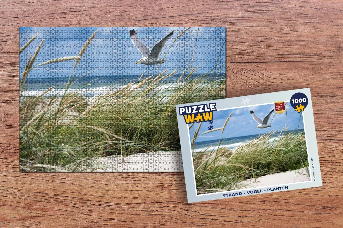 PuzzleWow Strand Vogel Planten Legpuzzel 1000 Stuks - Multicolor