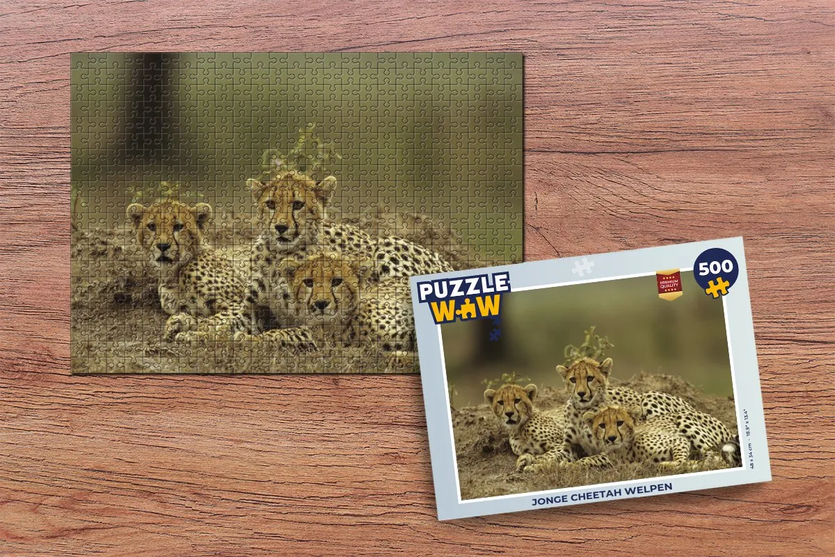 PuzzleWow Jonge Cheetah Welpen Legpuzzel 500 Stuks - Multicolor