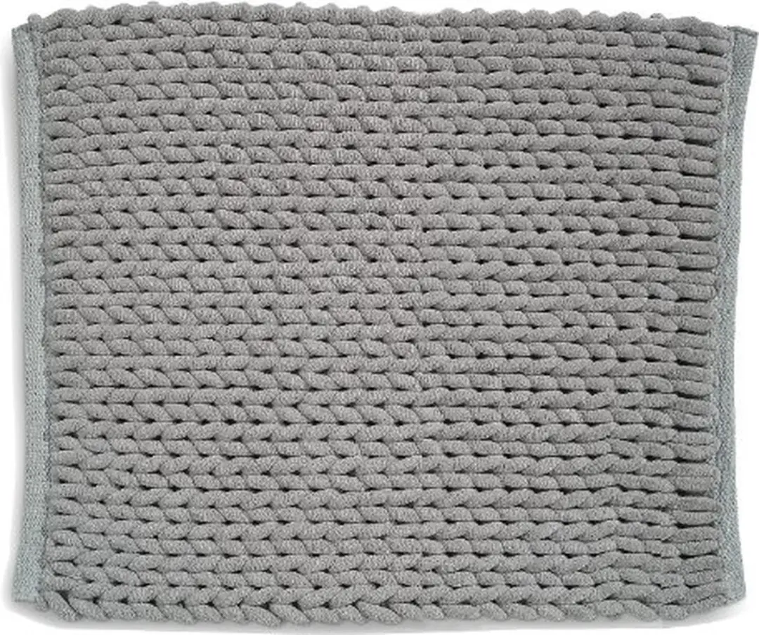 Badkamer Vloerkleed, Badmat, 65 x 55 cm, Grijs, Gerecycled Polyester, Katoen
