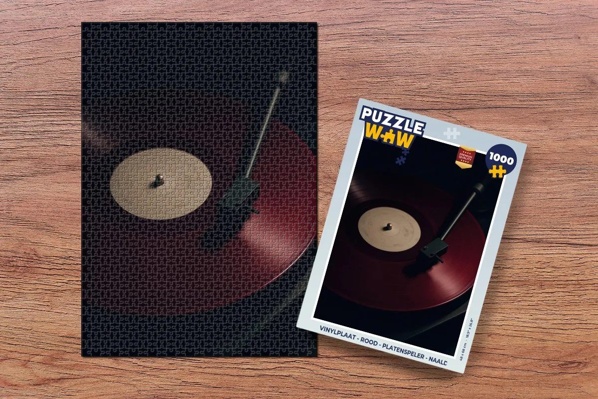 PuzzleWow Vinylplaat Platenspeler Puzzel 1000 Stuks - Rood