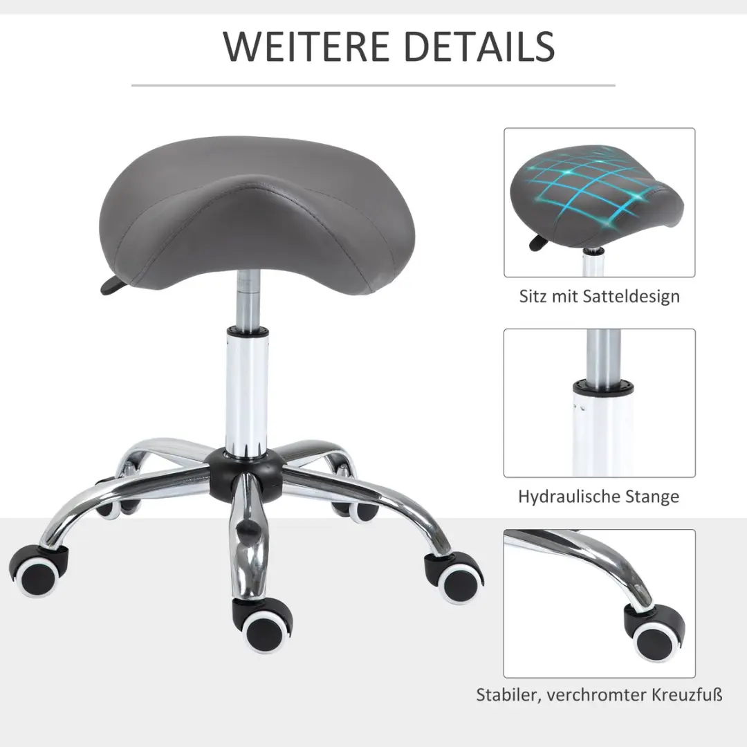 HOMCOM Zadelkruk - 360° Draaibaar - Grijs - afbeelding 6 van 6