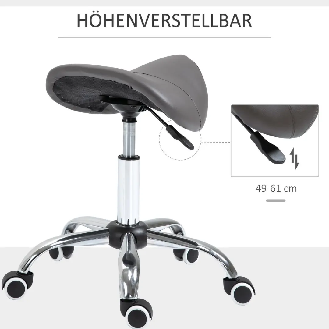 HOMCOM Zadelkruk - 360° Draaibaar - Grijs - afbeelding 4 van 6