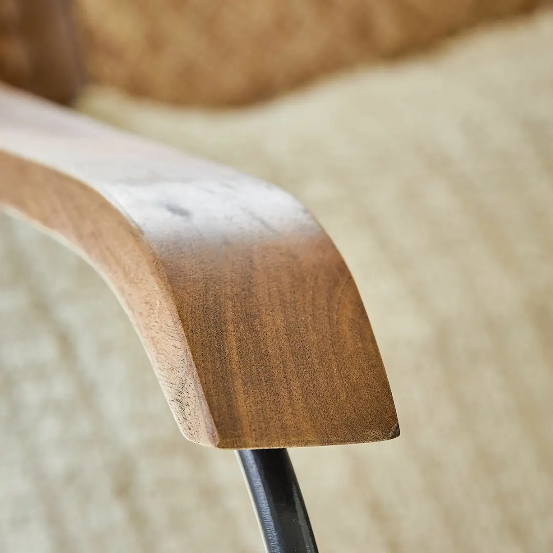 Loberon Dauvron Stoel met Hocker - Bruin/Zwart - afbeelding 6 van 6