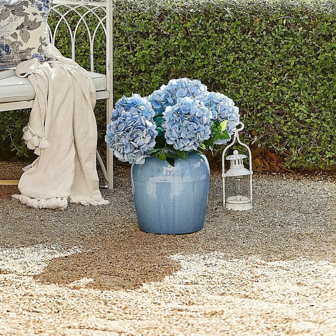 Loberon Uxemir Vaas - Ø30cm - Blauw - afbeelding 3 van 5
