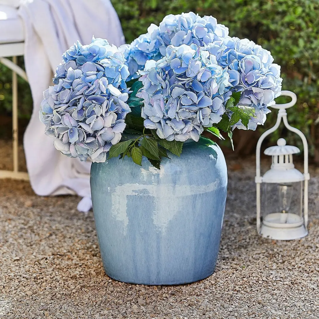 Loberon Uxemir Vaas - Ø30cm - Blauw - afbeelding 2 van 5
