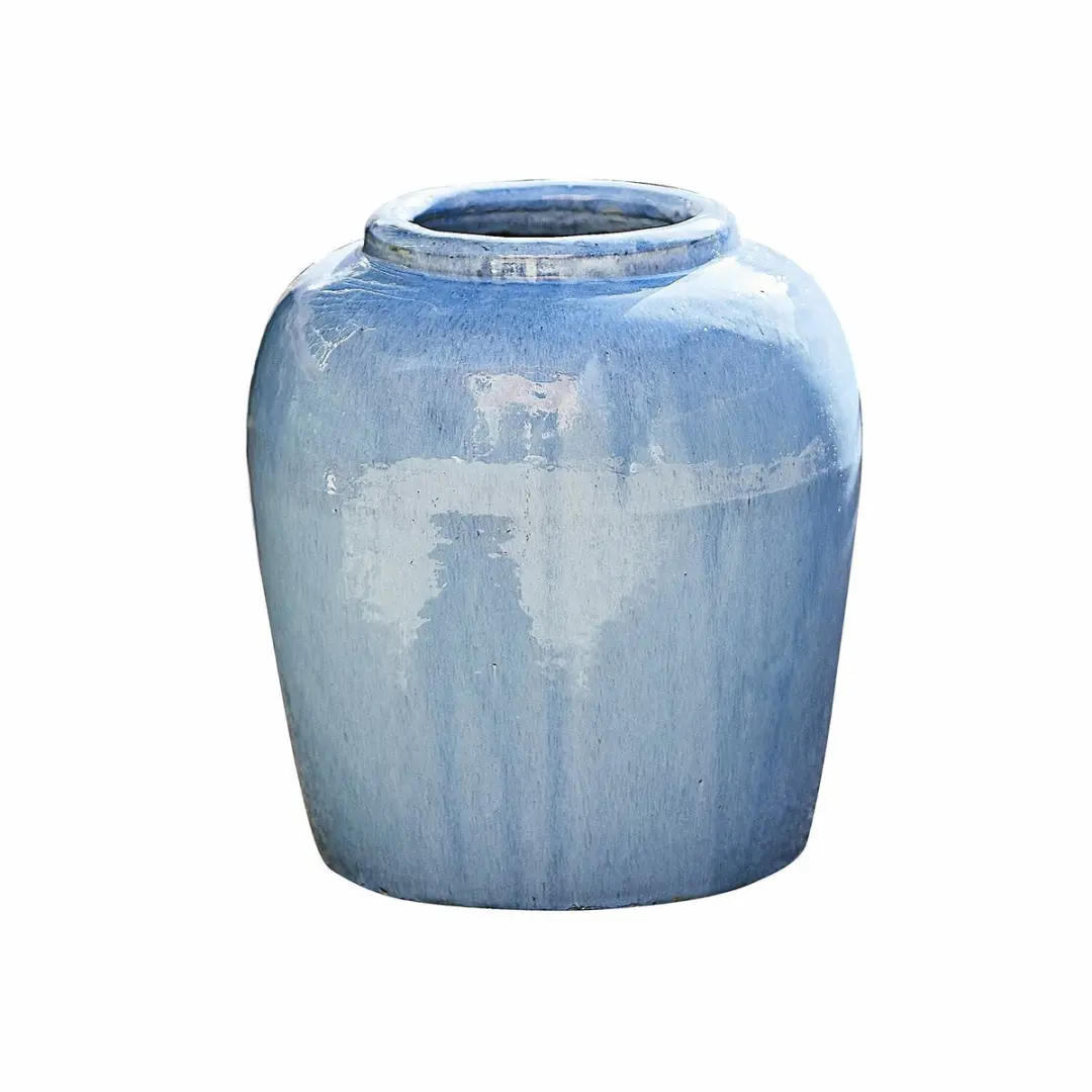 Loberon Uxemir Vaas - Ø30cm - Blauw - afbeelding 4 van 5