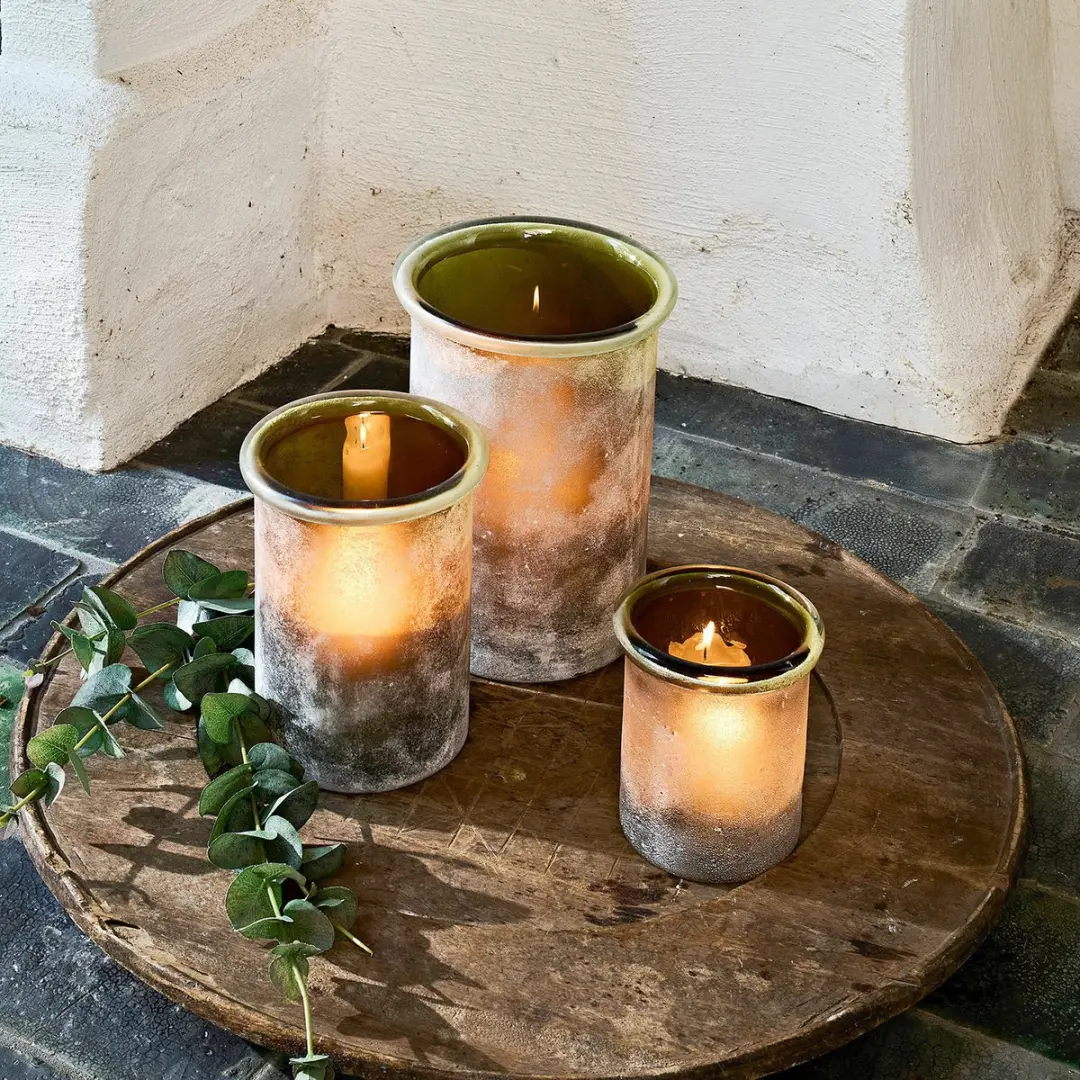 Loberon Iskira Windlichtset - 3 Stuks Groen - afbeelding 2 van 5