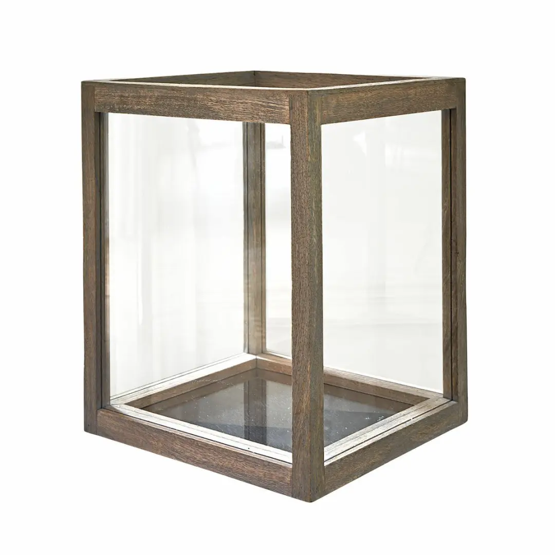 Loberon Solvik Windlicht - Antiekgrijs/Heldere Glas - afbeelding 5 van 5
