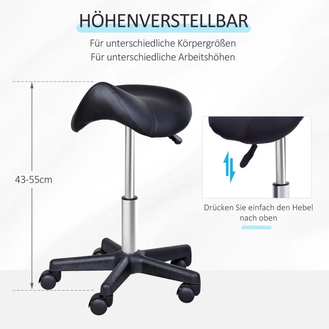 Homcom Rolkruk Zwart - 35x38x45-57cm - afbeelding 5 van 6