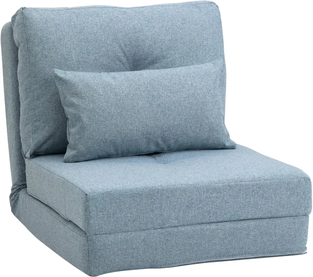 HOMCOM-Schlafsessel-Leinen, Metall-80L x 60B x 56H cm-Himmelblau