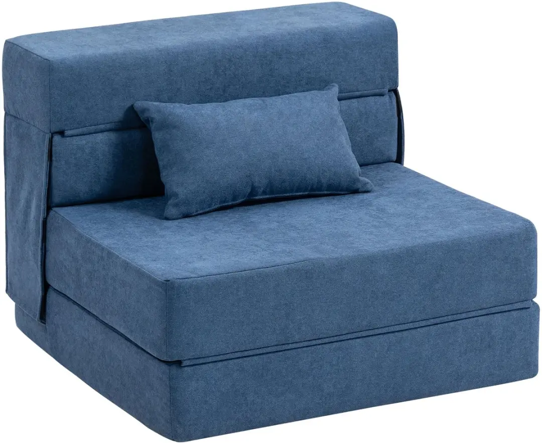 HOMCOM Stoelbed Polyester, schuim 210L x 80B x 15H cm Blauw