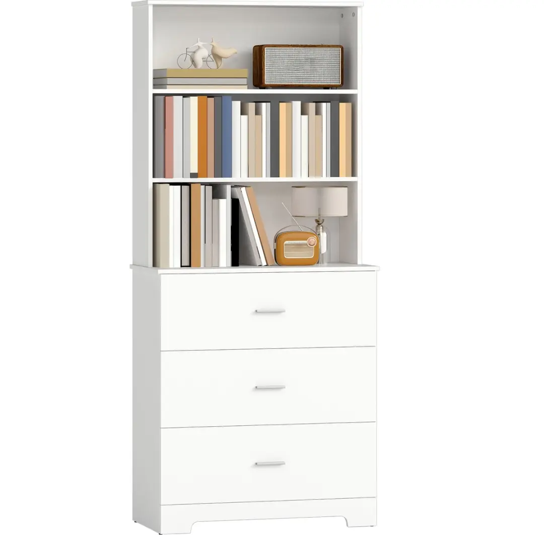 Homcom Bookcase-Spaanplaat-79L x 39,5B x 180H cm-Wit
