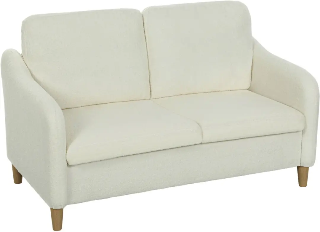 Homcom Loveseat-Polyester, Eucalyptus hout-137L x 69B x 82H cm-Crèmewit