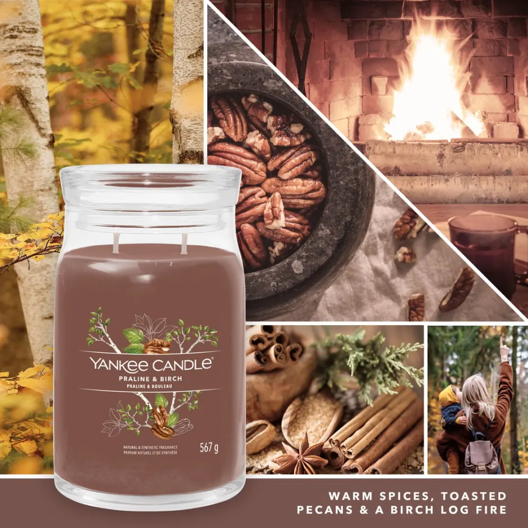 Yankee Candle Praline & Birch Geurkaars - 90 Branduren - afbeelding 5 van 6