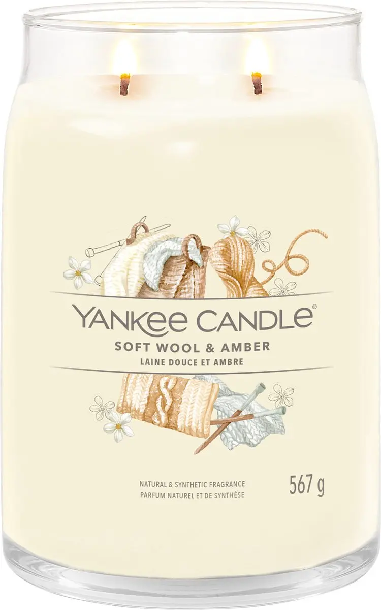 Yankee Candle Wool & Amber Geurkaars - Signature Large Jar - 80 Branduren - afbeelding 2 van 6