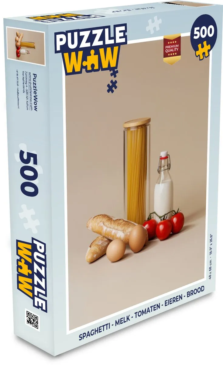 PuzzleWow Spaghetti Puzzel 500 Stuks - Melk/Beige