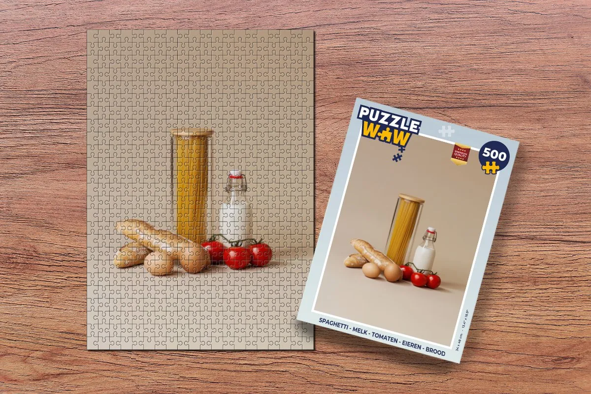 PuzzleWow Spaghetti Puzzel 500 Stuks - Melk/Beige
