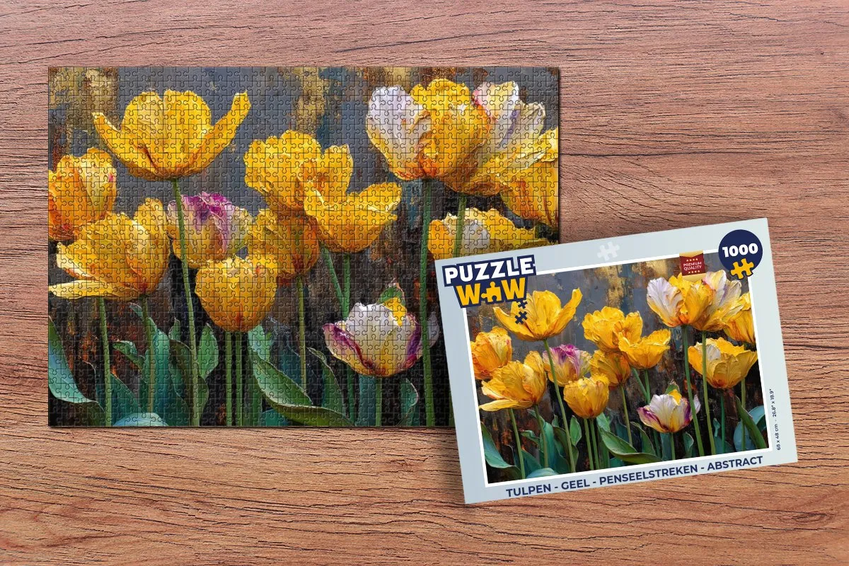 PuzzleWow Tulpen Legpuzzel 1000 Stuks - Geel - Abstract