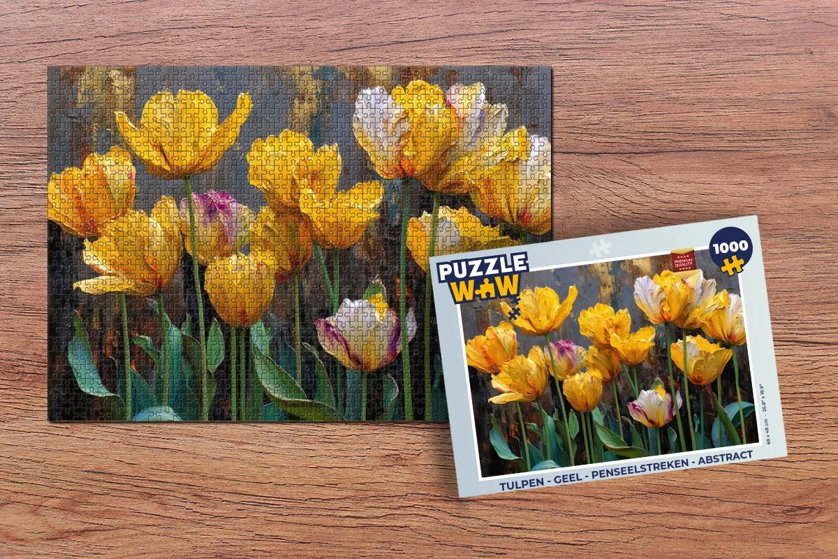 PuzzleWow Tulpen Legpuzzel 1000 Stuks - Geel - Abstract