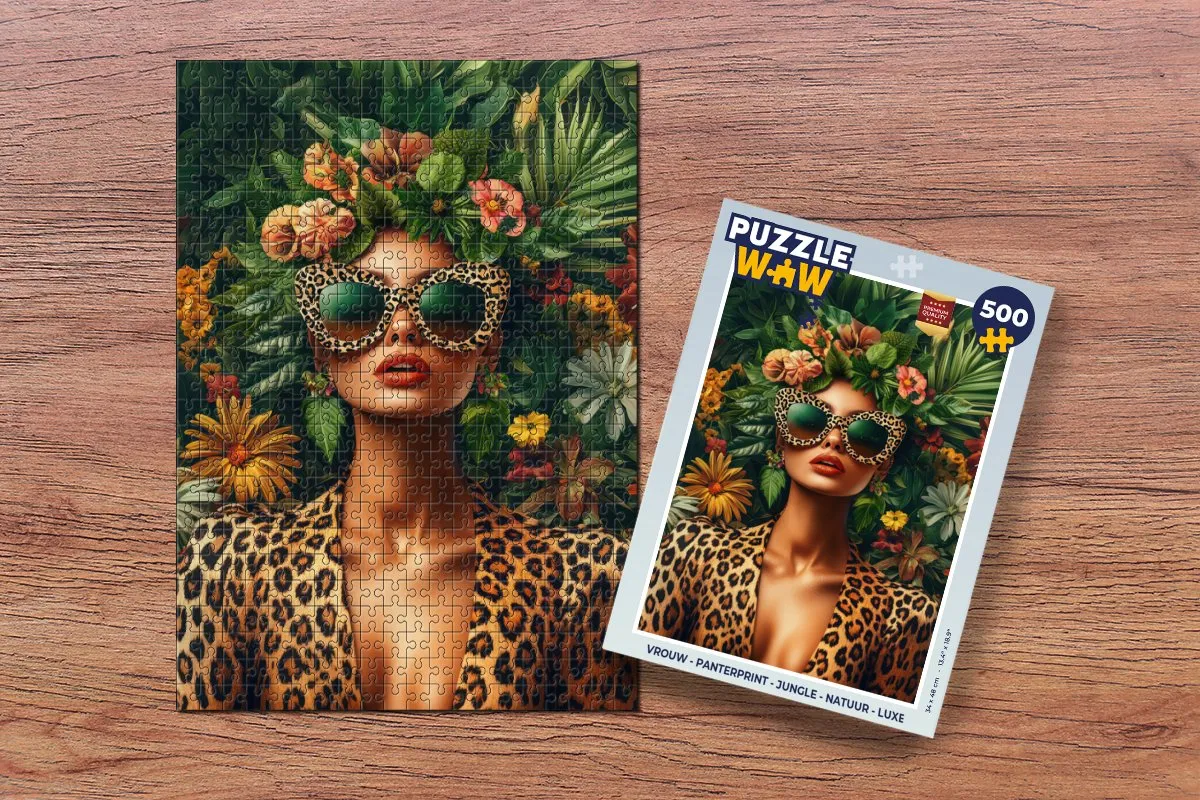 PuzzleWow Panterprint Legpuzzel 500 Stuks - Jungle Groen