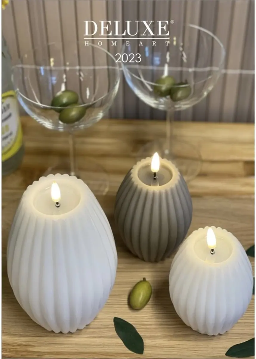 Deluxe Homeart LED Ribbelkaarsen 4,5cm Warm Wit - Sand - afbeelding 2 van 2