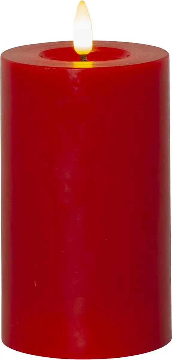 Star Trading Kaars Flame Flow, was, rood, zuilkaars, LED, timer, warm wit, 15 cm