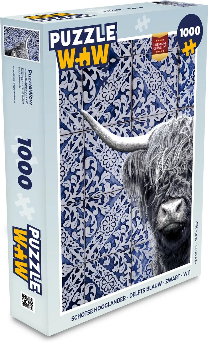 PuzzleWow Schotse Hooglander Legpuzzel 1000 Stuks