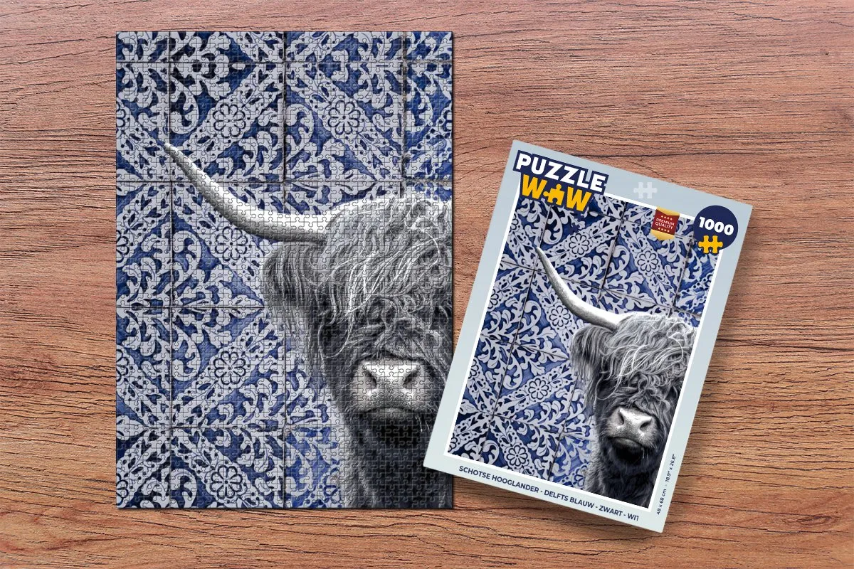 PuzzleWow Schotse Hooglander Legpuzzel 1000 Stuks - Multicolor
