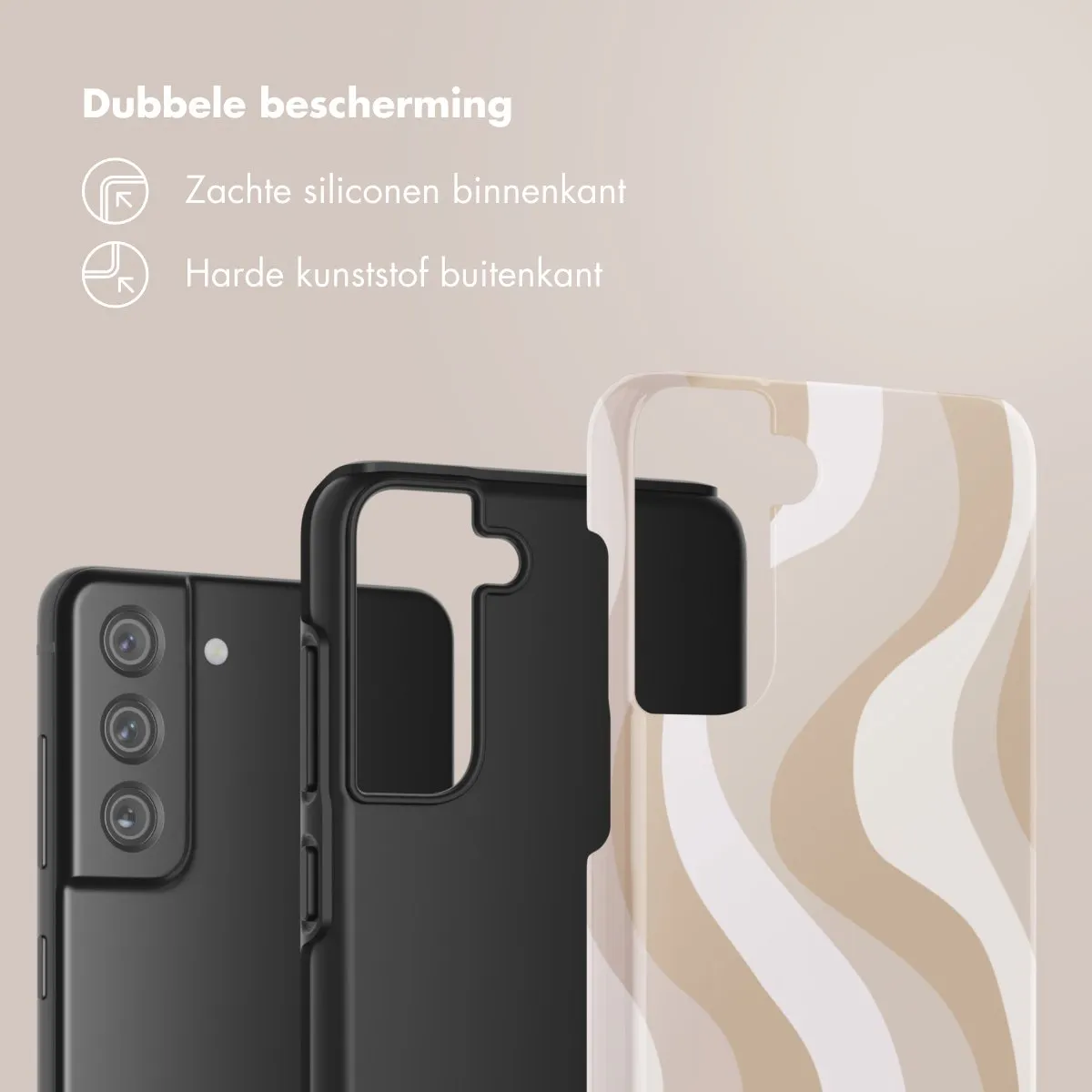 Selencia Hoesje Samsung Galaxy S21 FE Desert Waves Beige