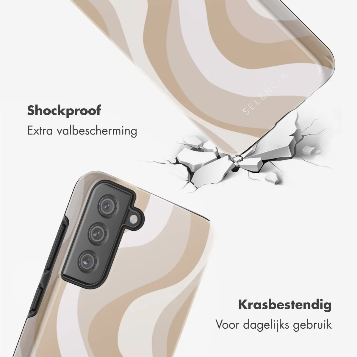 Selencia Hoesje Samsung Galaxy S21 FE Desert Waves Beige