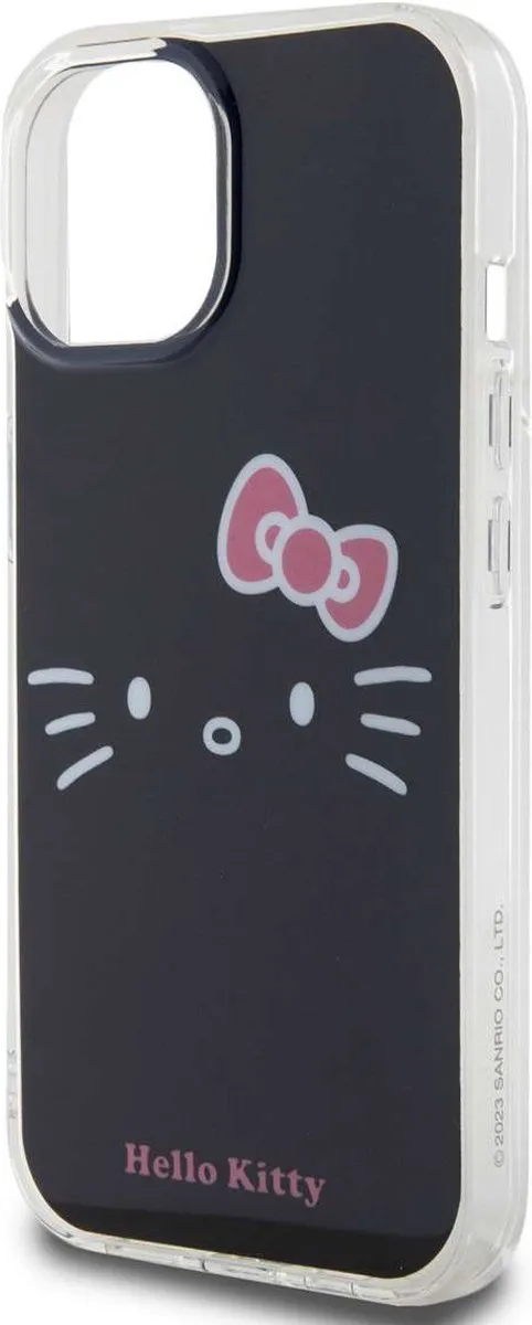 Hello Kitty IML Kitty Face Hoesje iPhone 15 - Zwart