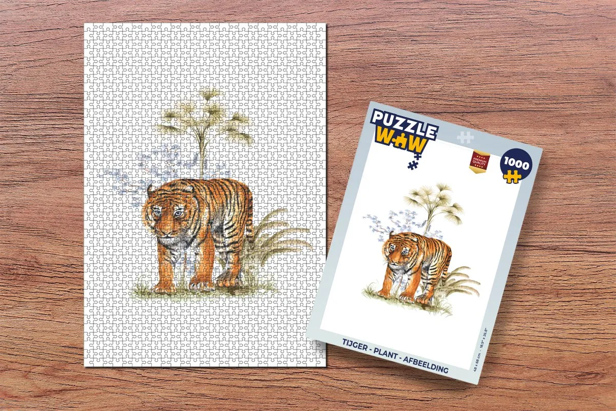 PuzzleWow Tijger Plant Legpuzzel 1000 Stuks - Multicolor